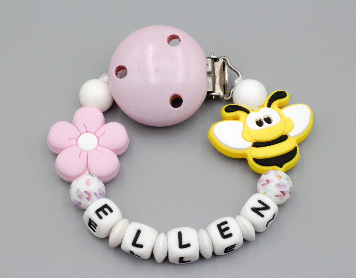 Schnullerkette Biene und Blume Bild 1