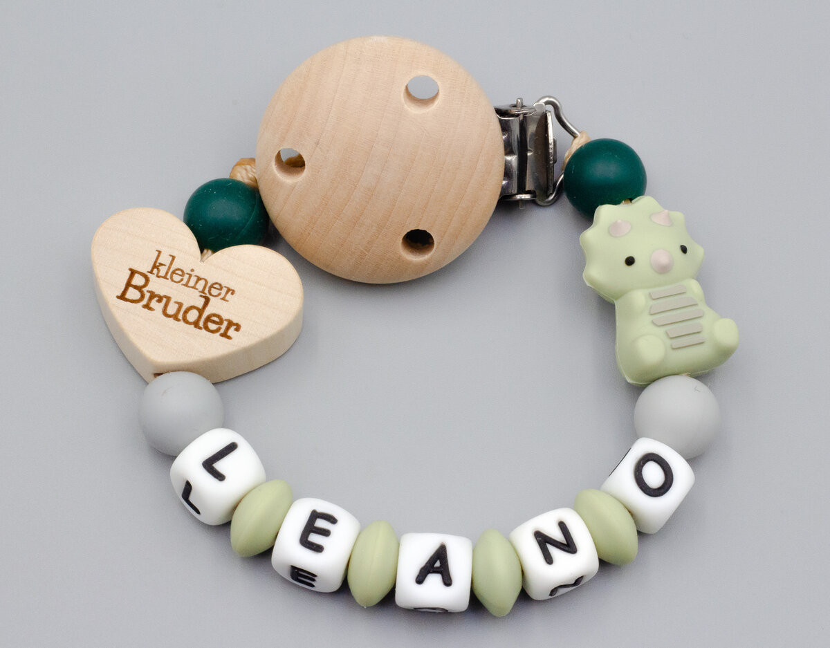 Schnullerkette kleiner Bruder mit Dino Bild 1
