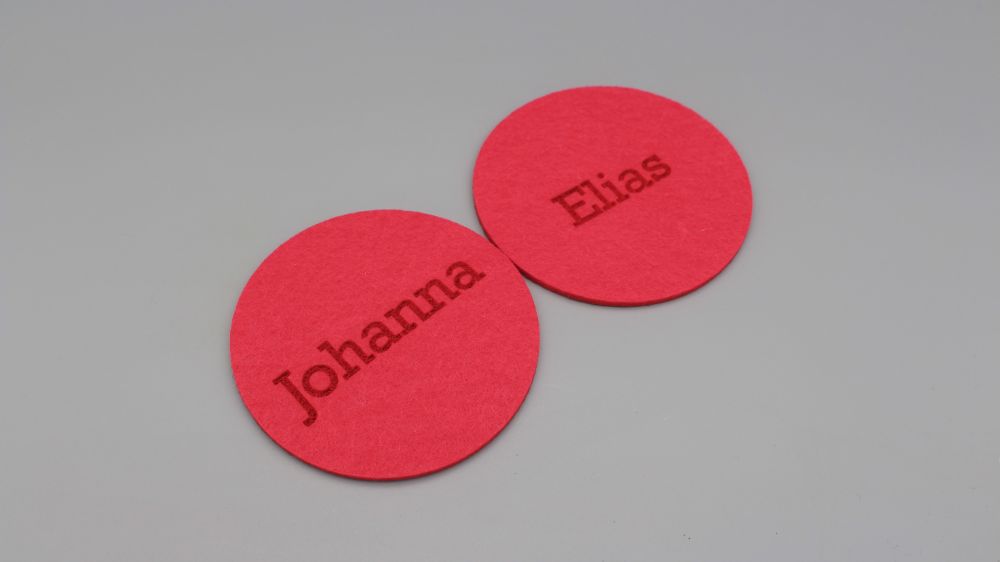 Untersetzer Filz mit Wunschgravur 10cm pink