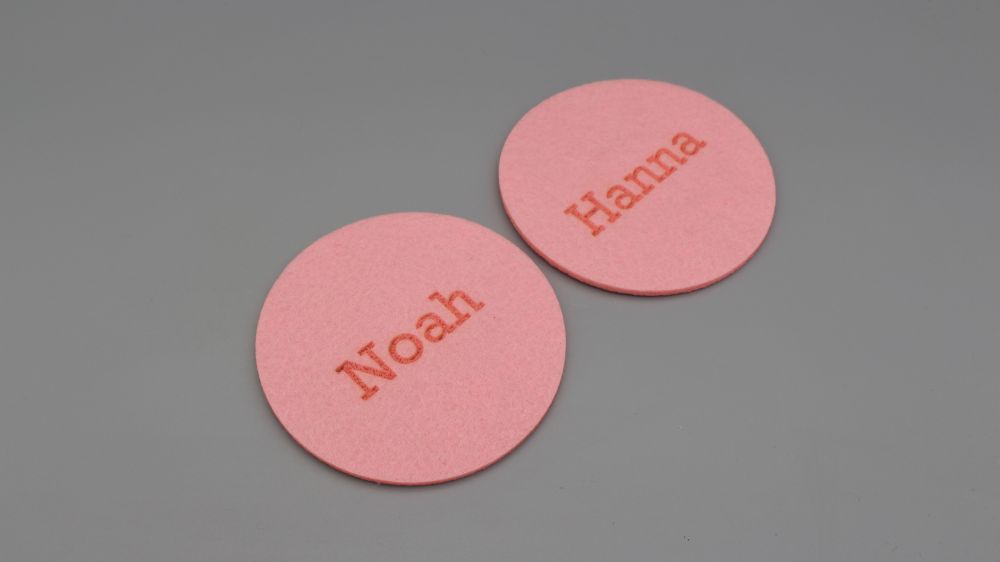 Untersetzer Filz mit Wunschgravur 10cm rosa