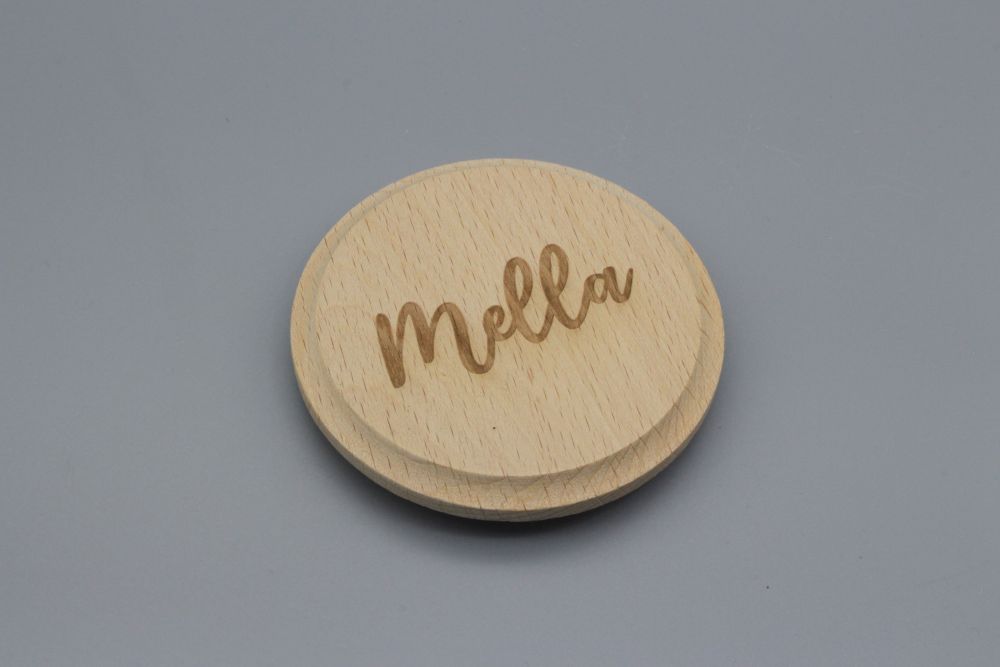 Bierdeckel / Glaseckel mit Wunschlasergravur geschwungene Schrift