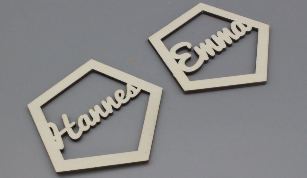 Platzkarten Lasercut aus Holz Hochzeit / Taufe / Geburtstag etc.