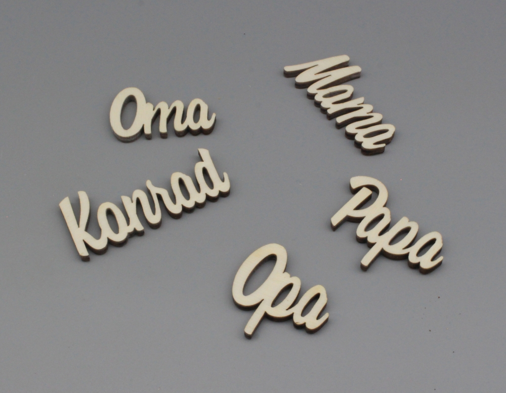 Platzkarten Lasercut aus Holz Hochzeit / Taufe / Geburtstag etc.