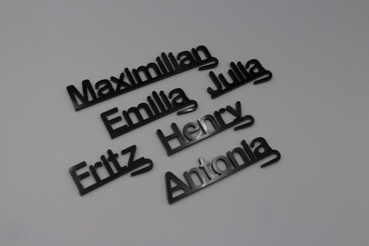  Personalisierte Acryl-Platzkarten für Gläser, 2,1-2,3 cm Höhe, 3 mm Stärke, Schwarz