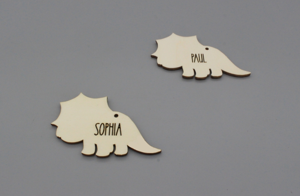 Geschenkanhänger Dinosaurier für Kinder Triceratops