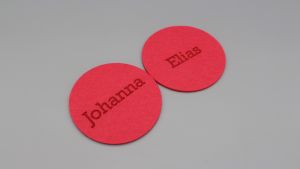 Untersetzer Filz mit Wunschgravur 10cm pink