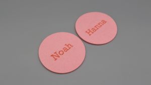 Untersetzer Filz mit Wunschgravur 10cm rosa
