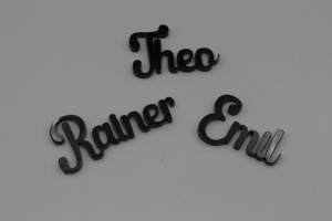 Platzkarten Lasercut aus Acryl Hochzeit / Taufe / Geburtstag Retro Schriftart