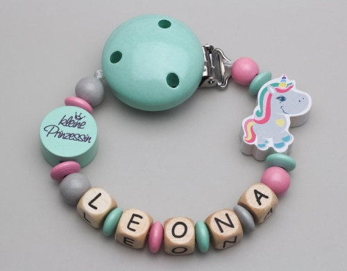 Schnullerkette kleine Prinzessin & Einhorn und Namen