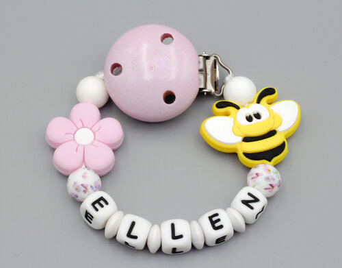 Schnullerkette Biene und Blume Bild 1