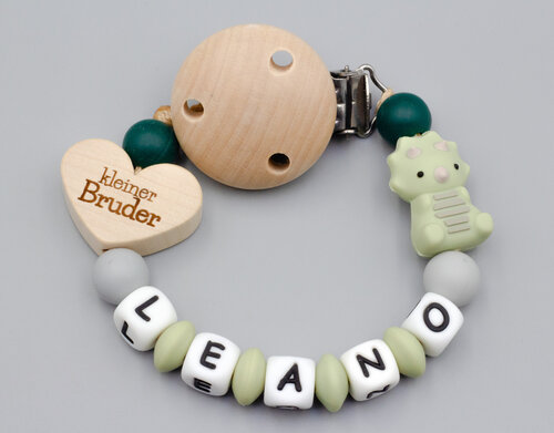 Schnullerkette kleiner Bruder mit Dino Bild 1