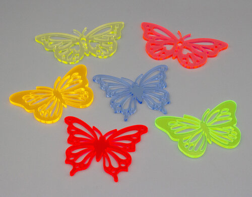 Neon Schmetterling 6-teiliges Set, Acryl, Fluoreszierend